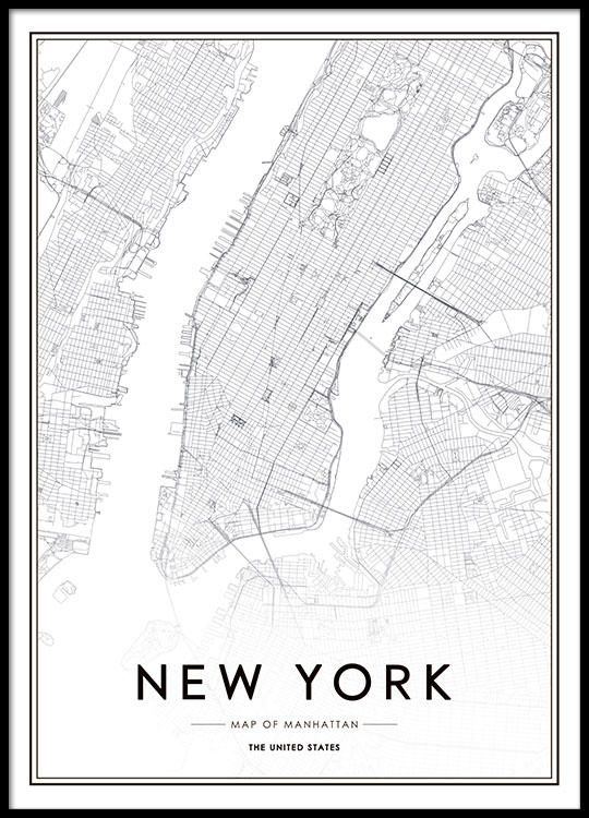 New York Map Affiche / Noir et blanc chez Desenio AB (8128)
