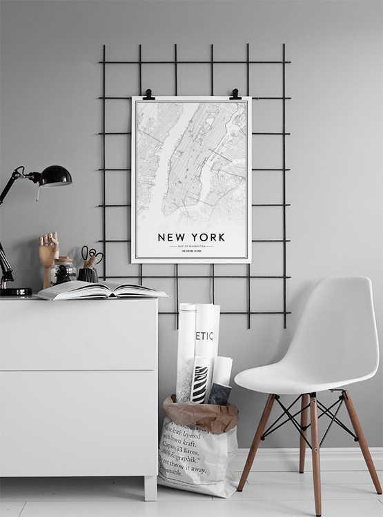 New York Map Poster / Schwarz-Weiß bei Desenio AB (8128)