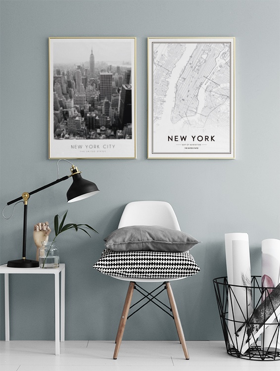 New York Map Poster / Schwarz-Weiß bei Desenio AB (8128)