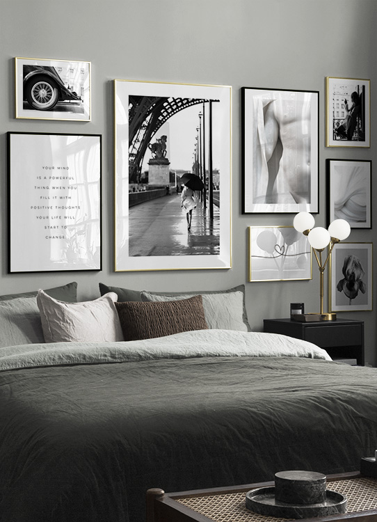  – Zwart wit quoteposter met een quote over het vullen van je geest met positieve gedachten