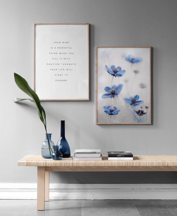  – Affiche de citation en noir et blanc avec une citation sur le fait de remplir votre esprit avec des pensées positives