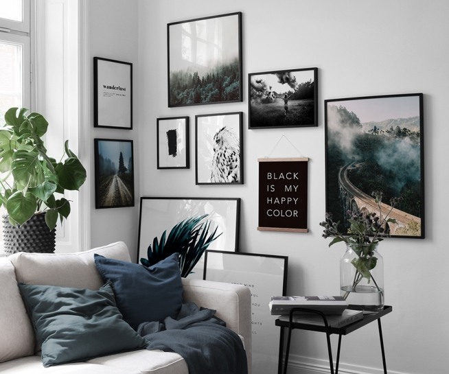  – Zwart wit quoteposter met een quote over het vullen van je geest met positieve gedachten