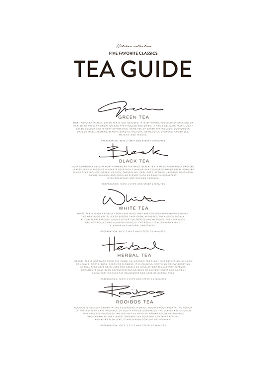 Five Tea Classics, Poster / Küchenposter bei Desenio AB (8557)