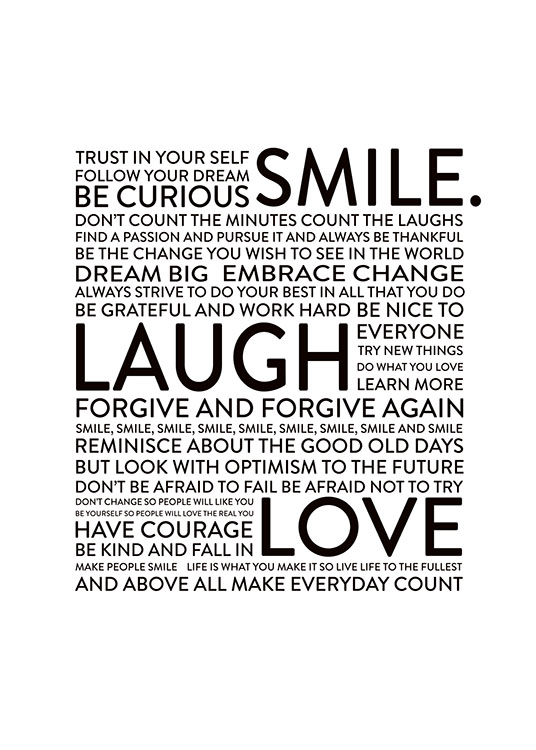 Smile Laugh Love, Affiches / Affiche citation chez Desenio AB (8565)