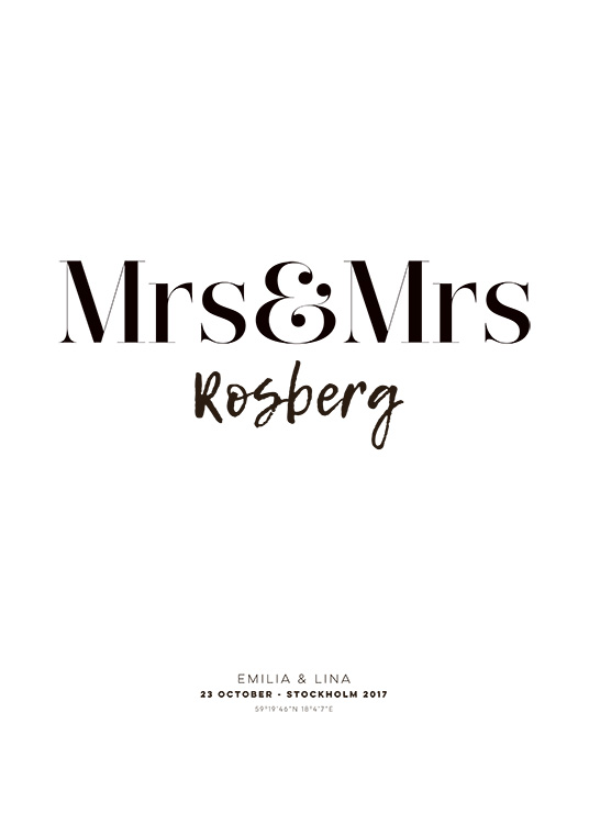 Mrs and Mrs Personal Poster / Persoonlijke namen bij Desenio AB (pp0012)