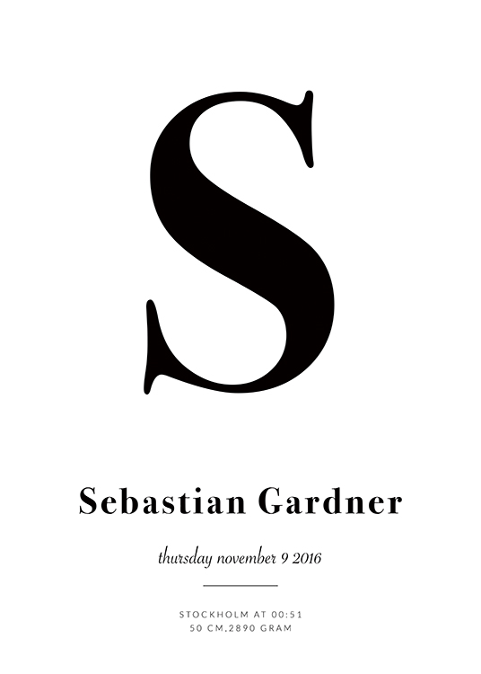  – Tekstposter met zwarte tekst om persoonlijk te maken, op een witte achtergrond