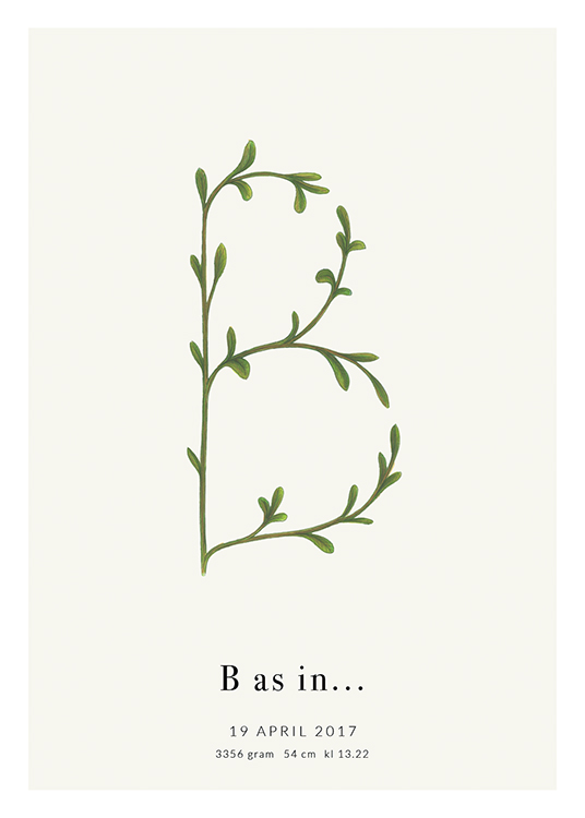 Botanic Letter B Personal Affiche