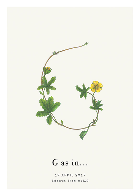 Botanic Letter G Personal Affiche