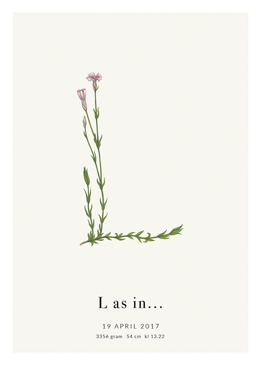 Botanic Letter L Personal Affiche