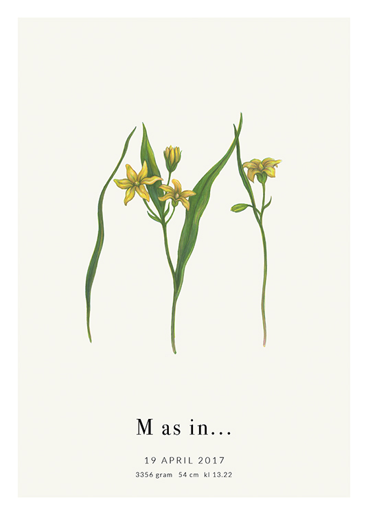 Botanic Letter M Personal Affiche