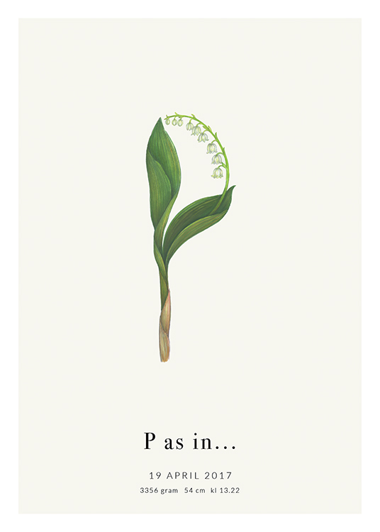 Botanic Letter P Personal Affiche