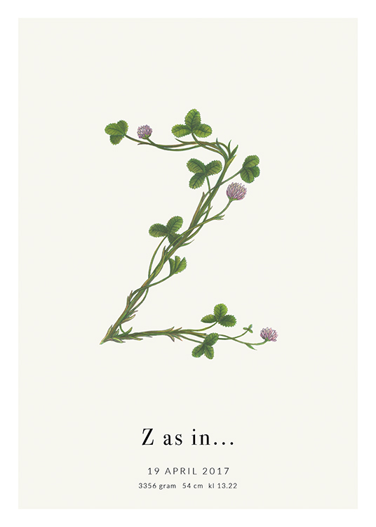 Botanic Letter Z Personal Affiche