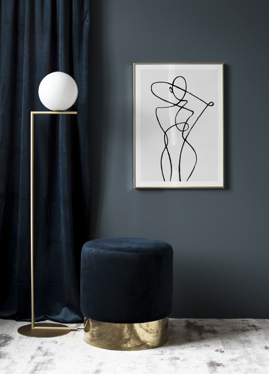 – Line art van een lichaam met abstracte lijnen