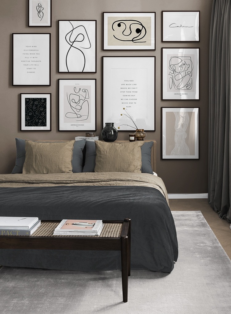Line-Art im Schlafzimmer